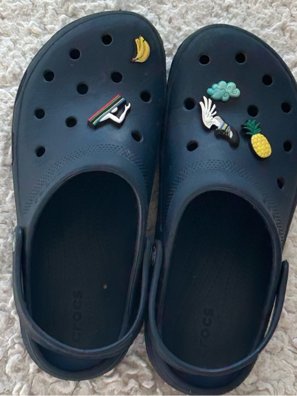 Navy Croc-Style Slip-On Clogs with Fun Charms Women 11 Men 9
